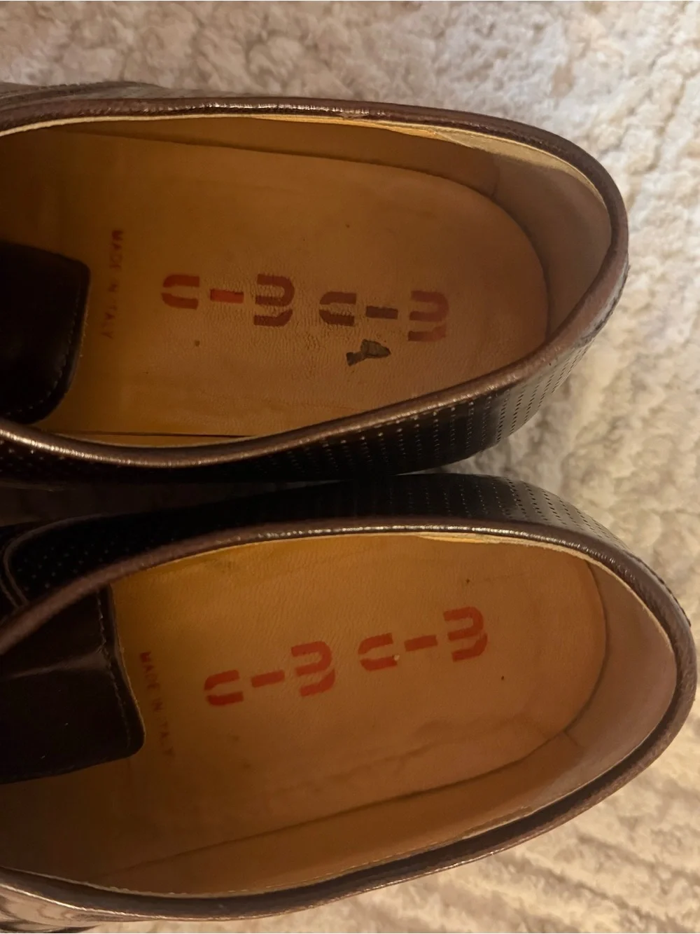 Miu Miu Dark Brown Leather Wingtip Derby Shoes
